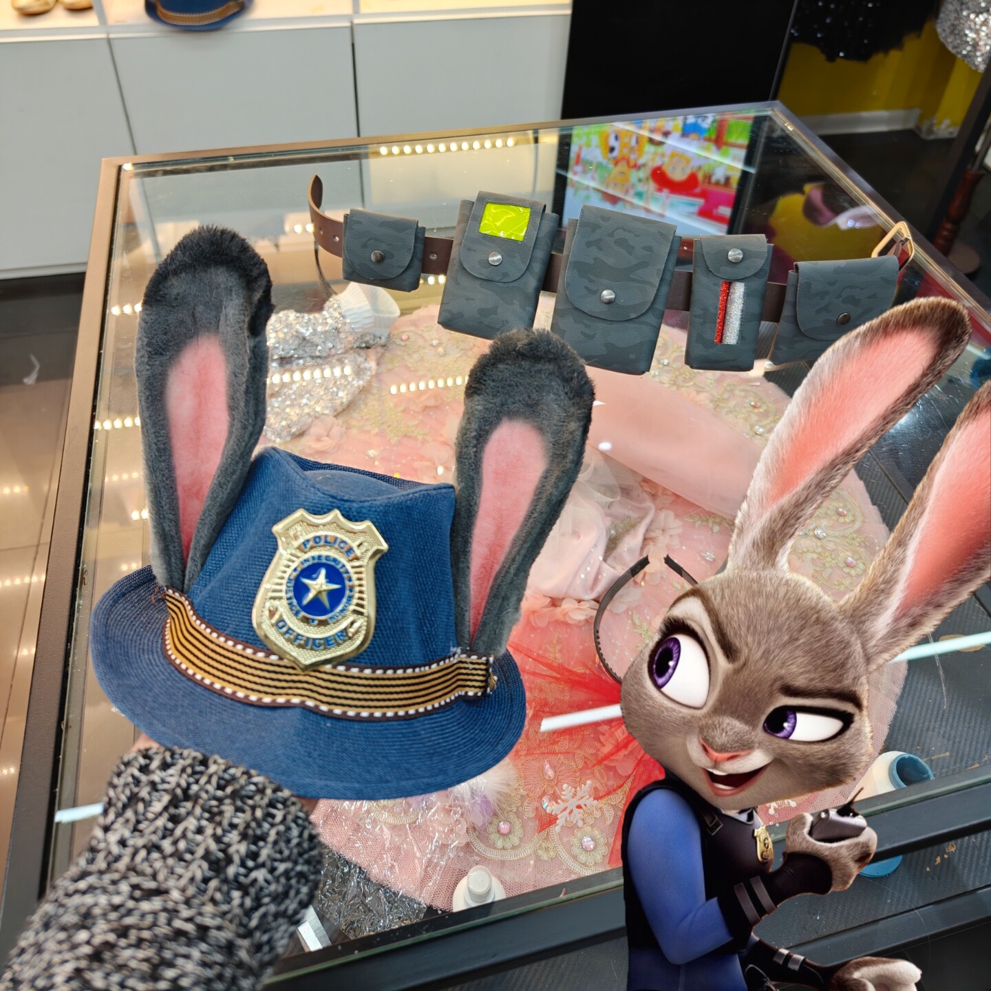 疯狂动物城朱迪警官帽兔耳朵头饰万圣节拍照腰带腰包服装饰品帽子
