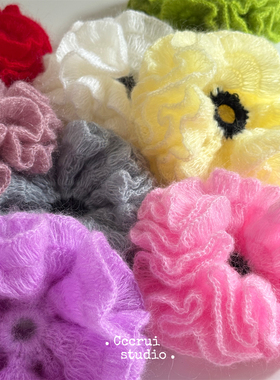 CCCRUI高定!ins博主同款重工马海毛线发圈手工高级小众钩织大肠圈