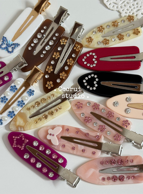 CCCRUI定制欧美ins蝴蝶花朵水钻无痕发夹轻奢侧边夹高级感发卡女