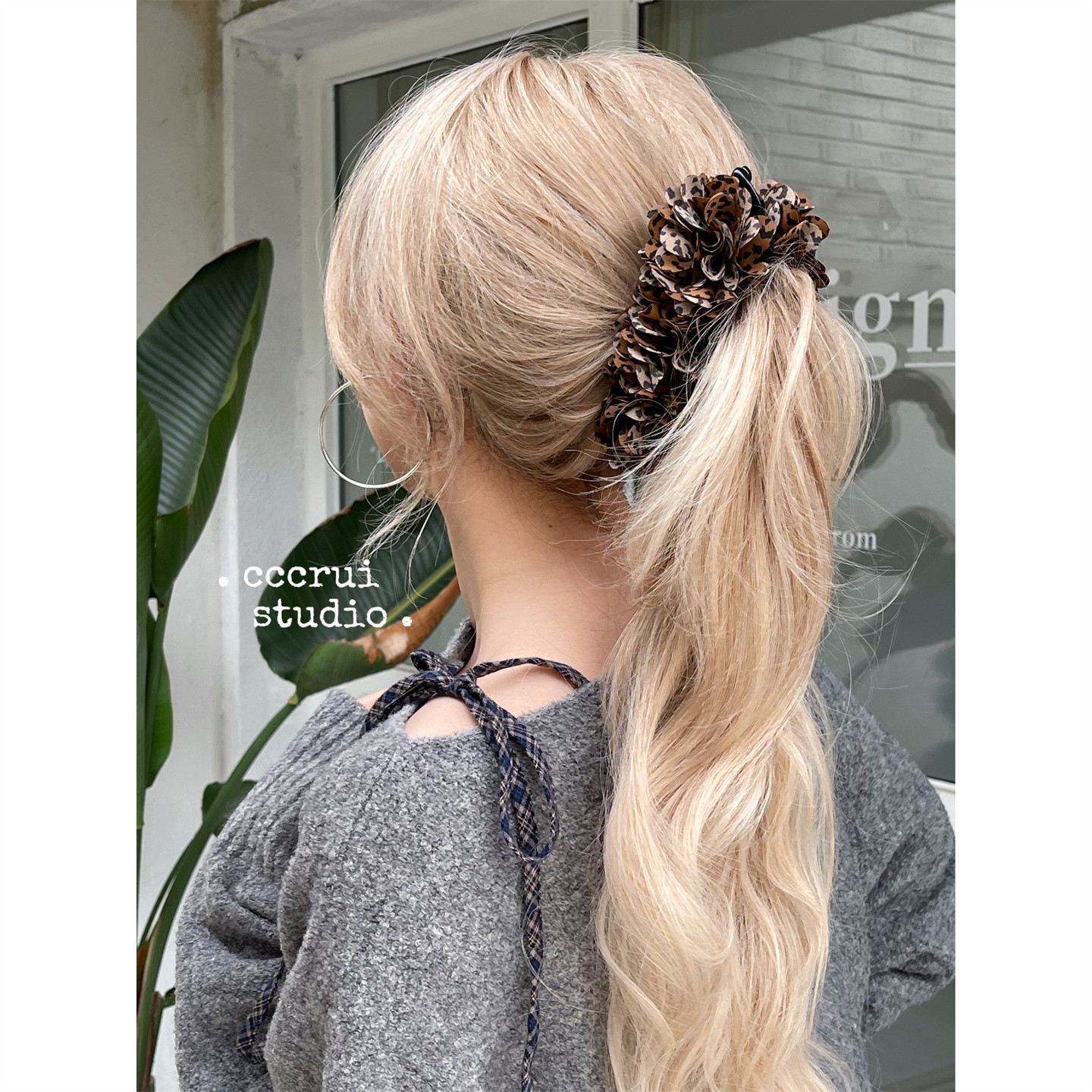 CCCRUI秋冬复古时尚豹纹花朵香蕉夹气质高级感发夹高马尾竖夹发饰,饰品/流行首饰/时尚饰品新,发饰,淘宝优惠券,粉丝福利购,淘宝优惠卷