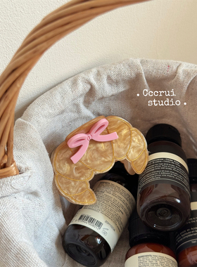 CCCRUI可爱蝴蝶结牛角包抓夹新款少女心鲨鱼夹气质发卡中号发夹女