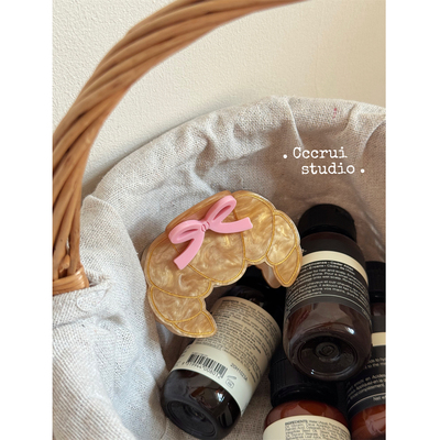 CCCRUI可爱蝴蝶结牛角包抓夹新款少女心鲨鱼夹气质发卡中号发夹女