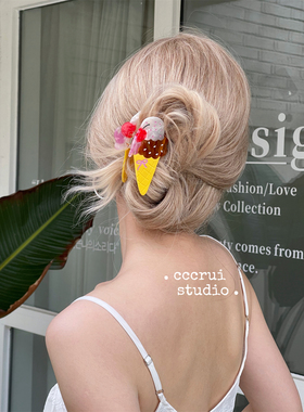 CCCRUI 趣味ins雪糕抓夹醋酸可爱冰激凌鲨鱼夹高级感韩国发饰发夹