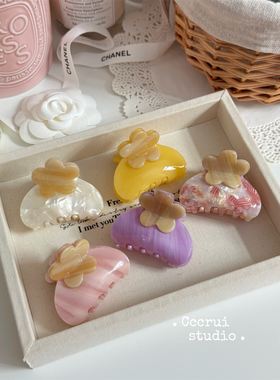 CCCRUI新款ins果冻花朵小抓夹高级感少女鲨鱼夹韩国半扎发盘发夹