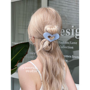 CCCRUI不硌头！新款高级感珠光爱心扁平抓夹大号气质后脑勺盘发夹