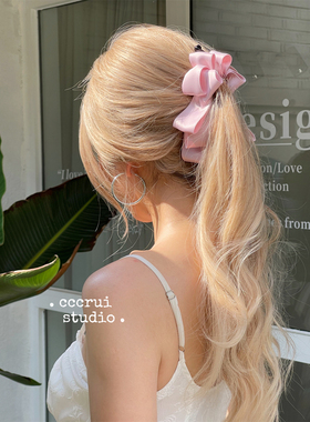 CCCRUI韩国蝴蝶结缎带高马尾香蕉夹高颅顶气质后脑勺竖发夹jennie