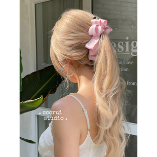 CCCRUI韩国蝴蝶结缎带高马尾香蕉夹高颅顶气质后脑勺竖发夹jennie