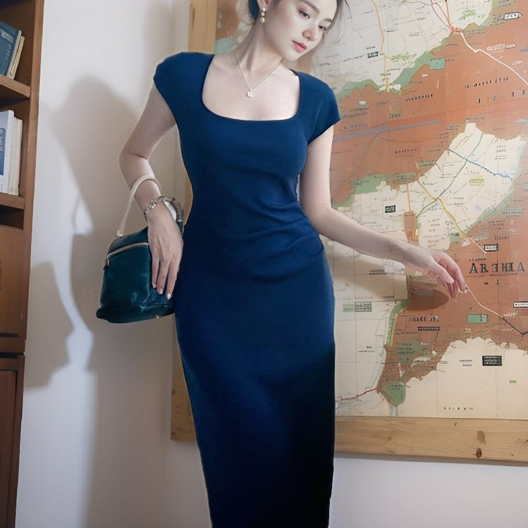 优雅时尚紫色包臀裙女修身气质御姐轻熟风长裙风情冷艳的裙子