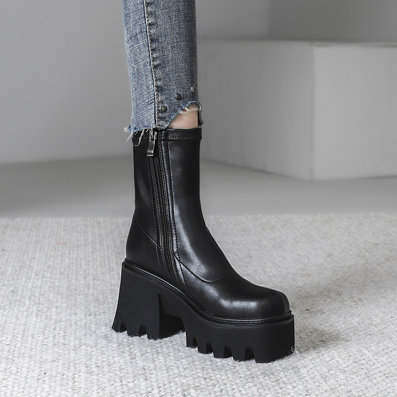 龙猫叔小个子厚底增高马丁靴女