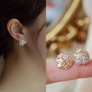 无耳洞「绣球捧花」森系精致绣球花耳钉仙气清新无痛蚊香盘耳夹