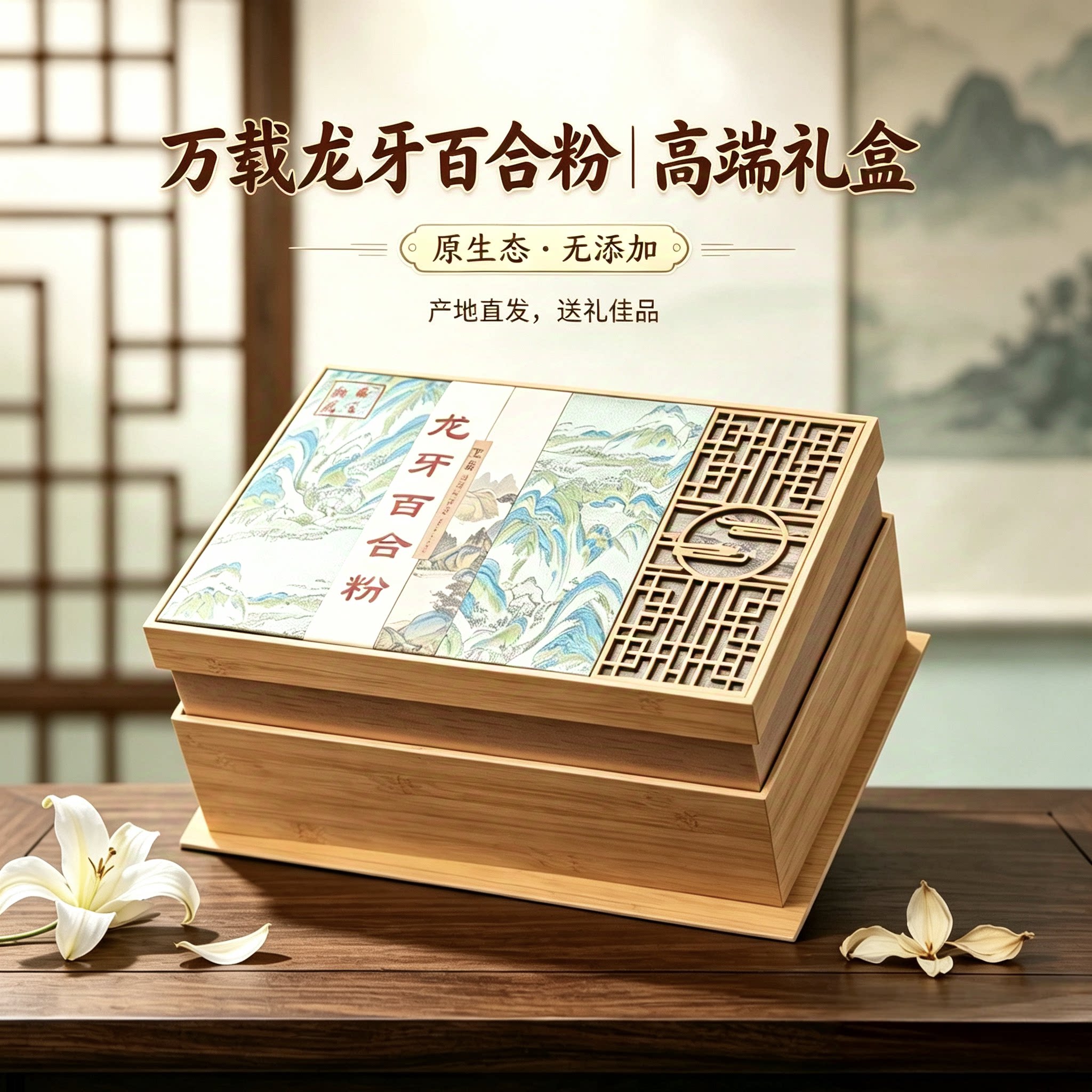 【千里江山礼盒装】江西万载白水龙牙百合粉1000g特级纯粉无添加
