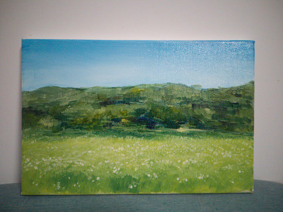 油画《春天花海》20*30cm清新色彩明亮,田园原创手绘