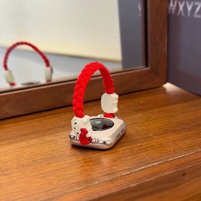 可爱kitty弹力绳表带适用Appleiwatchs10987编织透气fit3小米9pro