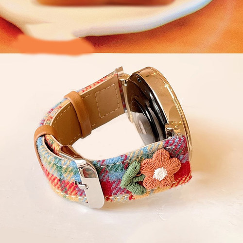 小花彩虹格纹毛呢GT54321表带