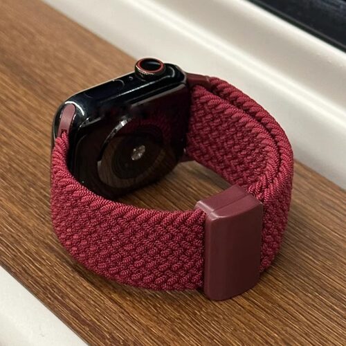 编织磁吸酒红适用iWatch1098表带