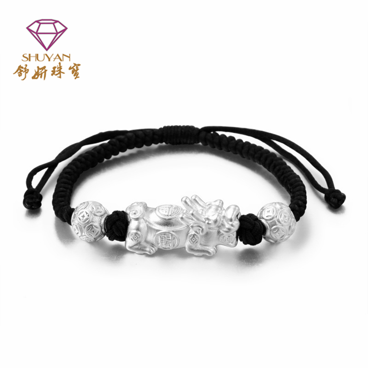 Popular s999 Sterling Silver Bracelet mens and womens full silver jewelry life year transfer gift couple Rope Bracelet