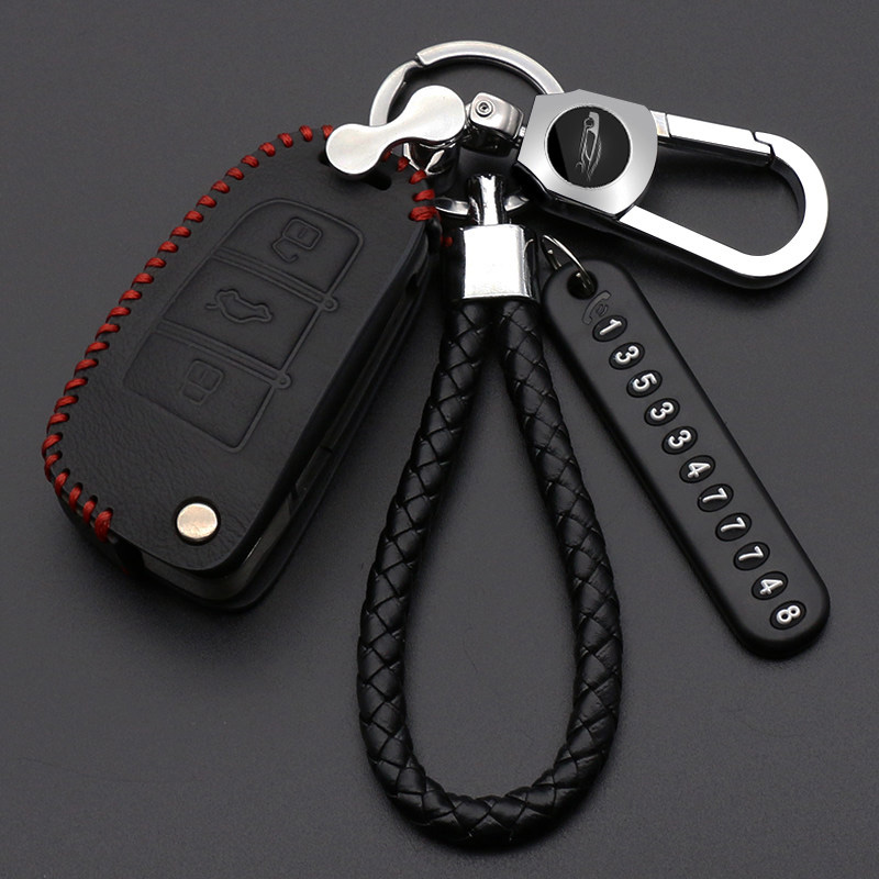 适用于奥迪钥匙套奥迪a4la3q5la6lq3a4q2lq5汽车钥匙包真皮专用