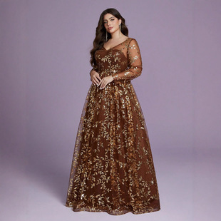 欧美大码连衣裙新款修身鸡尾酒会舞会成人礼服裙 party dress 4XL