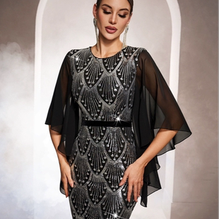 maix night club birthday black long party formal dress