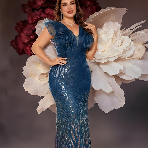 Plus size Evening Gown Wedding Birthday Party Dress 大码礼服