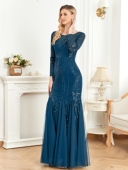 Party 欧美新款 Dress 鱼尾裙伴娘宴会晚礼服外贸 Evening 长袖 修身