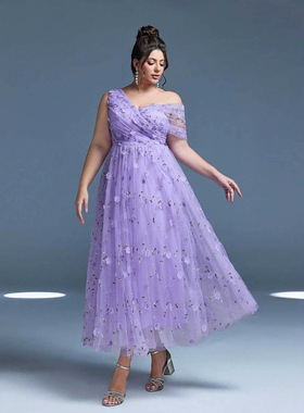 新款欧美外贸性感宴会演出晚礼服 plus size dress birthday gown