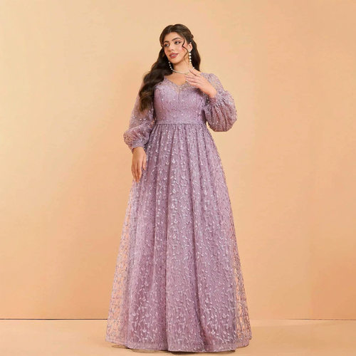 欧美风外贸礼服小众长袖晚礼服新款生日舞会长裙大码 party dress