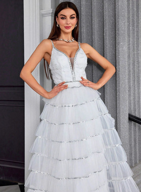 new arrived wedding dress long maix dress white party dress