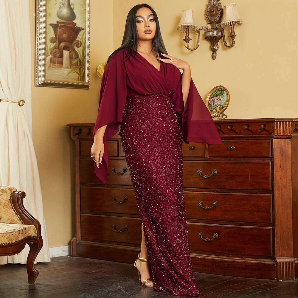 欧美风大码礼服裙晚礼服裙200斤胖妹妹175高个子裙 Evening dress