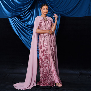 Women Elegant Evening Party Dress Long Sleeve 生日聚会长款裙