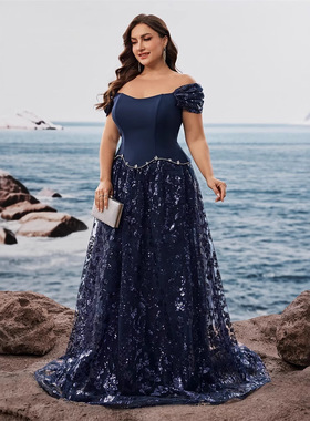 婚礼礼服长裙肥婆大码酒会晚宴礼服裙 plus size wedding dresses