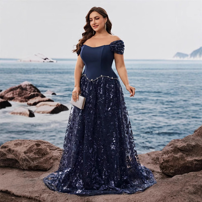 婚礼礼服长裙肥婆大码酒会晚宴礼服裙 plus size wedding dresses