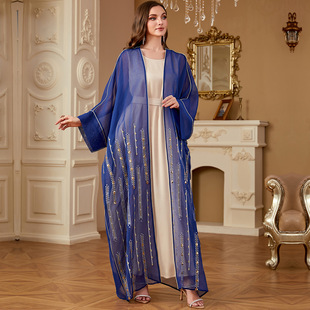 名族风大码礼服长裙连衣裙跨境绣花长裙阿拉伯时尚休闲华丽两件套