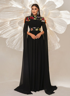 evening party dress gown black white wedding long dress 礼服