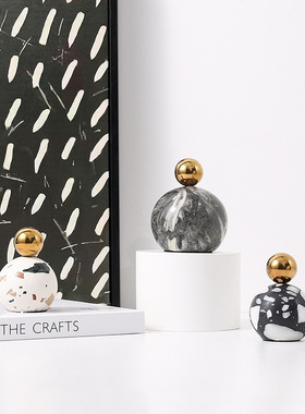 创意陶瓷北欧轻奢圆球小摆件 样板间客厅茶几桌面家居软装饰品