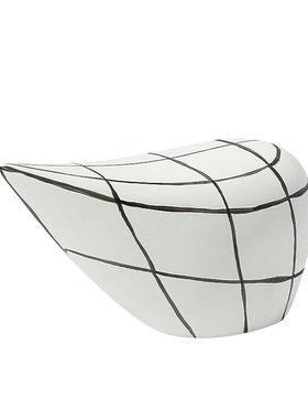 现代简约抽象黑白线条陶瓷摆件样板间售楼处客厅电视柜玄关装饰品