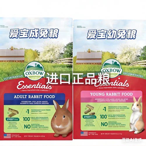 Oxbow爱宝幼兔粮幼年5磅爱宝成兔粮兔饲料兔子粮食美国原装2.25kg