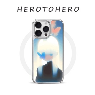 蝶栖幻境 适用苹果17promax电镀银手机壳磁吸iPhone16新款原创15小众高级14治愈梦幻蓝华为小米15手机壳防摔