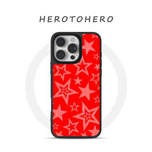 模糊星星 适用苹果华为手机壳17promax磁吸iPhone16新款15小众高级14创意简约13艺术感12磨砂手机壳新年红色