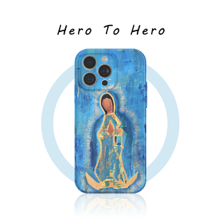 菩萨保佑 适用苹果华为小米OPPO手机壳磁吸iPhone17promax新款16艺术插画15蓝色14小众高级感13浮世绘手机壳