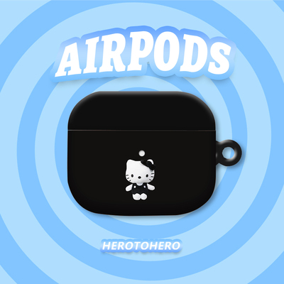 ins风小众简约可爱kitty猫玩偶 适用AirPods4代苹果耳机壳AirPodsPro二代/一代保护套菲林光面硬壳AirPods3代