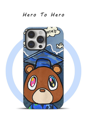 Kanye侃爷辍学熊 适用苹果17promax手机壳磁吸iPhone16新款美式15小众高级感14可爱13个性华为oppo小米手机壳