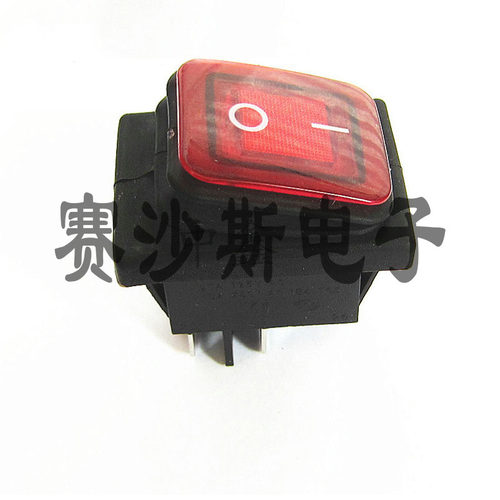防水船型开关KCD2 KCD42档4脚红色带灯四脚翘板开关大银触点铜脚