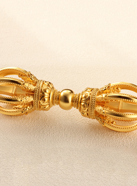 纯银镀金九股五股金刚杵手把件