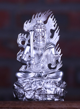 纯银镀金不动明王家居生肖鸡摆件