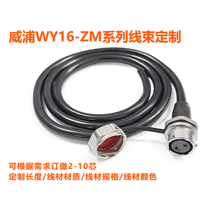 威浦航空插座WY16螺母座ZM带线2芯3芯10芯公母电线电缆工业连接线