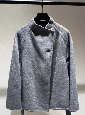 PEACH IRO2026新混纺大衣外套短款纯色含桑蚕丝法式轻奢双面呢女