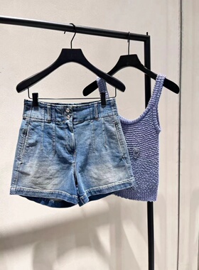 韩雪浪姐PEACH IRO2026新纯棉牛仔短裤水洗渐变直筒法式轻奢女