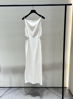 PEACH IRO2026新款金属链连衣裙纯色腰间镂空约会法式轻奢女