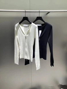 毛衣针织双头拉链深V优雅法式 天丝开衫 轻奢 IRO2025新款 PEACH